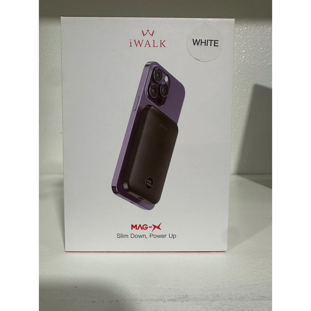 iWALK MAG X Slim Magnetic Power Bank White 5000mAh Portable Charger LED‎ Display